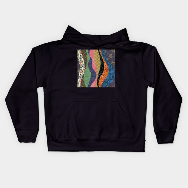 Quilted Waves Kids Hoodie by implexity